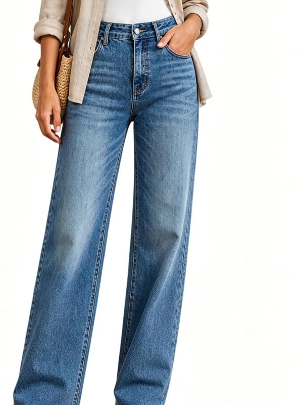Women’s High Waist Straight Leg Stretch Denim Jeans