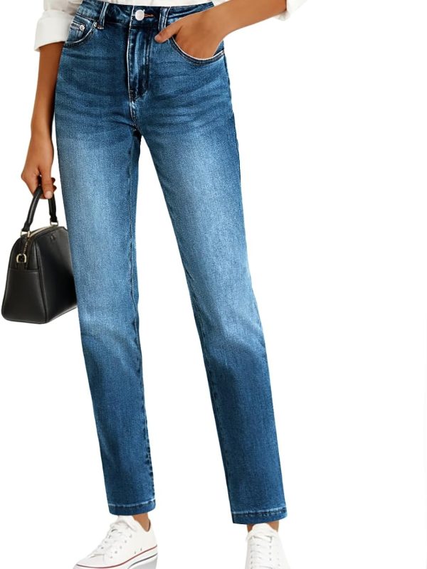 Women’s High Waist Cropped Straight Leg Denim Jeans