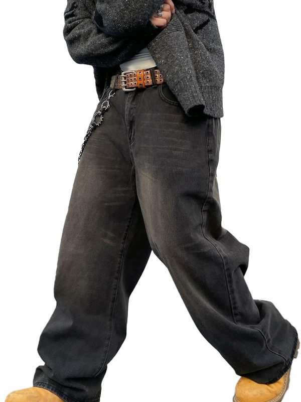 Men’s Loose Fit Wide Leg Street Denim Pants
