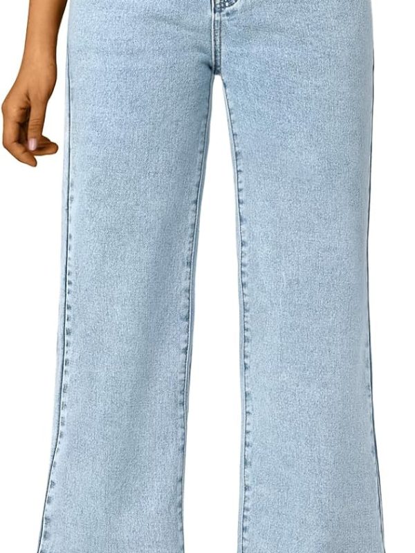 Women’s High Waist Straight Wide Leg Denim Jeans