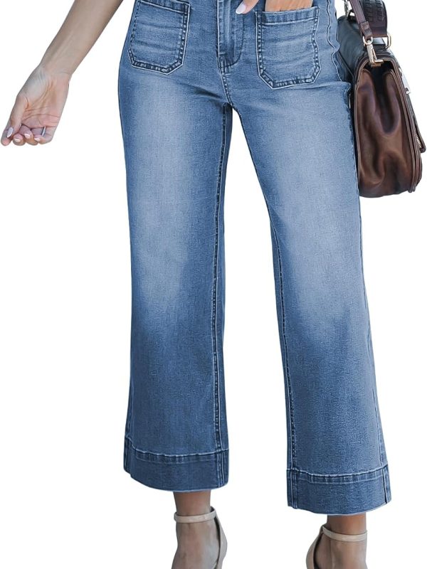 Women’s High Waist Wide Leg Stretch Denim Jeans