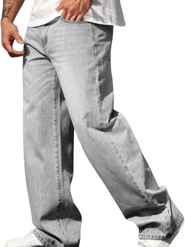 Men’s High Waist Loose Straight Leg Jeans