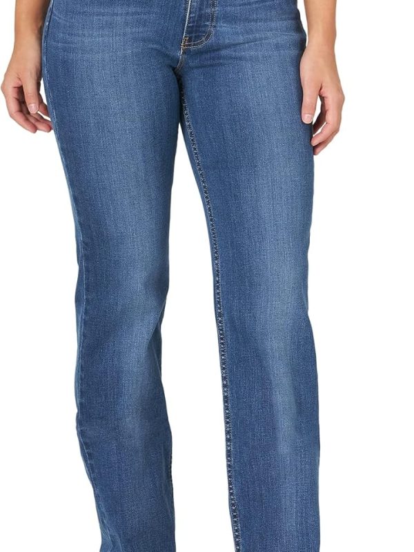 Women’s Mid Rise Straight Leg Stretch Denim Jeans