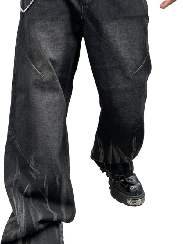Men’s Loose Fit Wide Leg Casual Denim Pants
