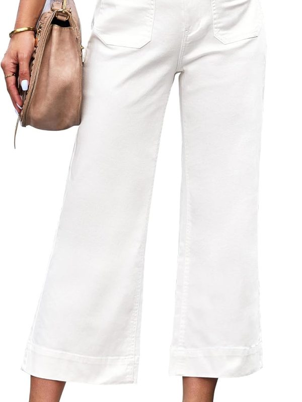 Women’s High Waist Wide Leg Cropped Denim Jeans