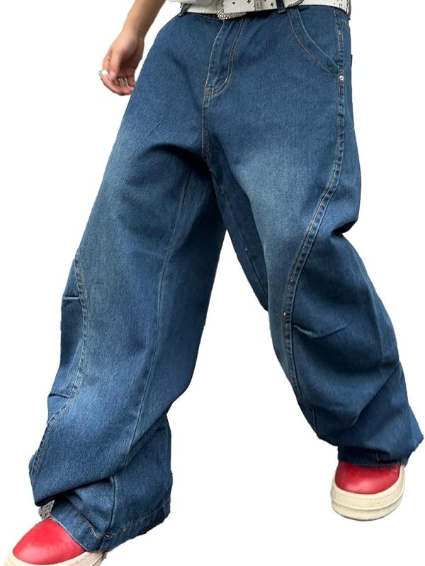 Men’s Loose Fit Wide Leg Casual Denim Pants