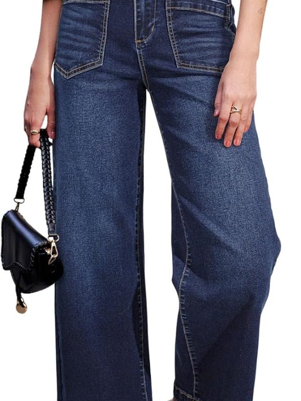 Women’s High Waist Straight Wide Leg Stretch Jeans