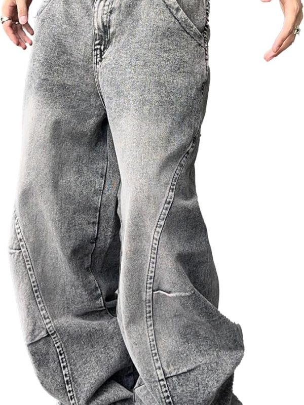 Men’s Loose Fit Wide Leg Casual Denim Pants